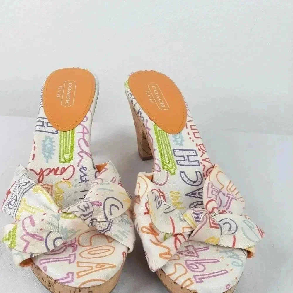 Coach Kork open toe heels Size 6.5 - Picture 4 of 8